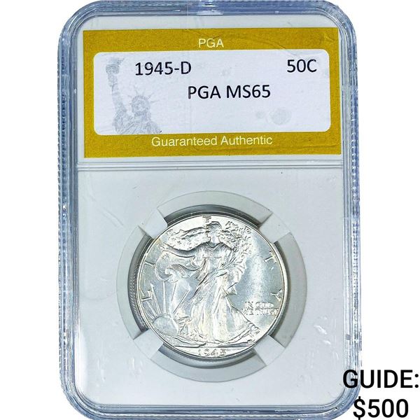 1945-D Walking Liberty Half Dollar PGA MS65