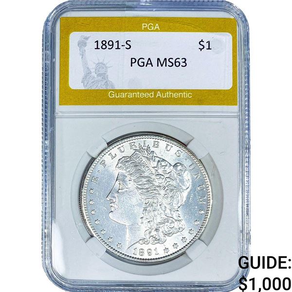 1891-S Morgan Silver Dollar PGA MS63