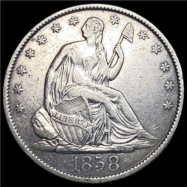 1858-O Silver Seated Liberty Half Dollar  NEARLY UNCIRCULATED