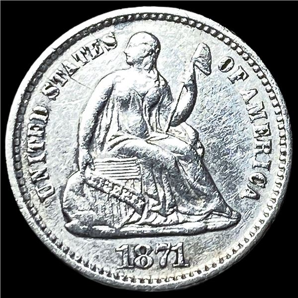 1871 Silver Seated Liberty Half Dime CHOICE  BU