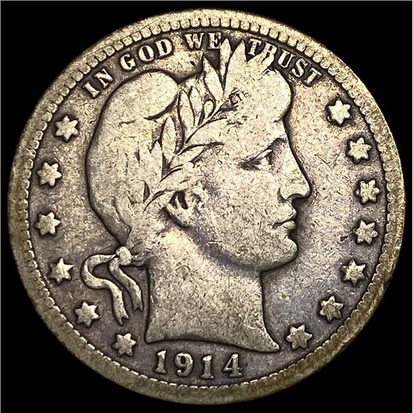 1914 Silver Barber Quarter ABOUT UNCIRCULATED