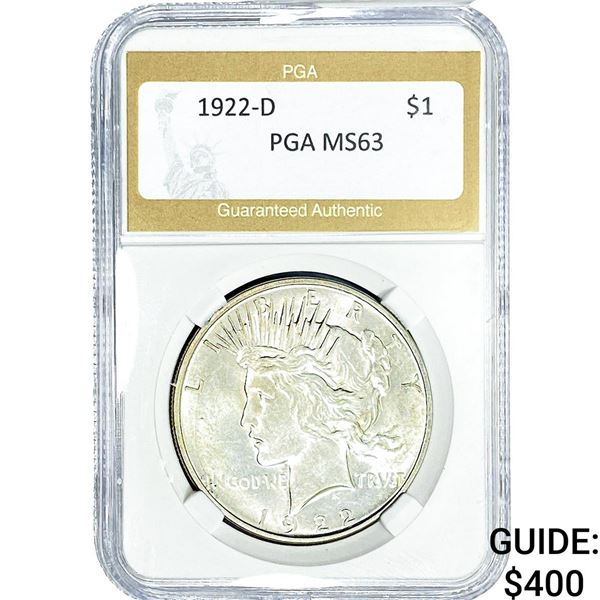 1922-D Silver Peace Dollar PGA MS63