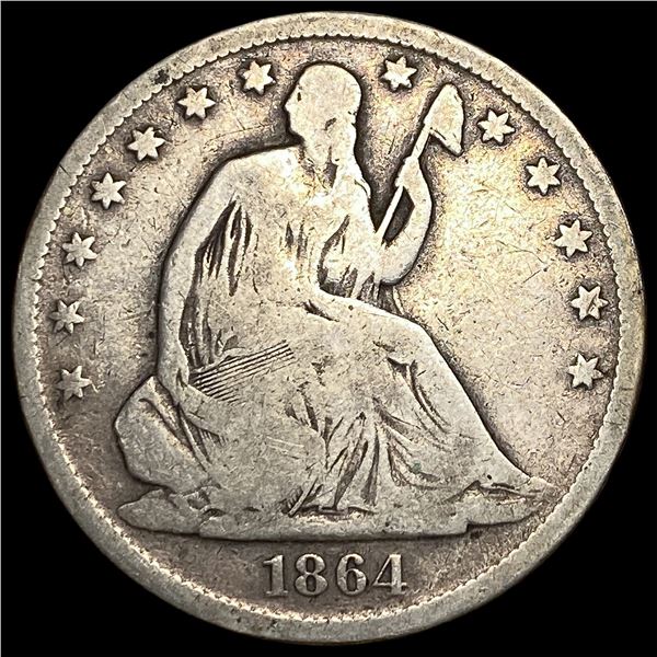1864-S Silver Seated Liberty Half Dollar  LIGHTLY CIRCULATED