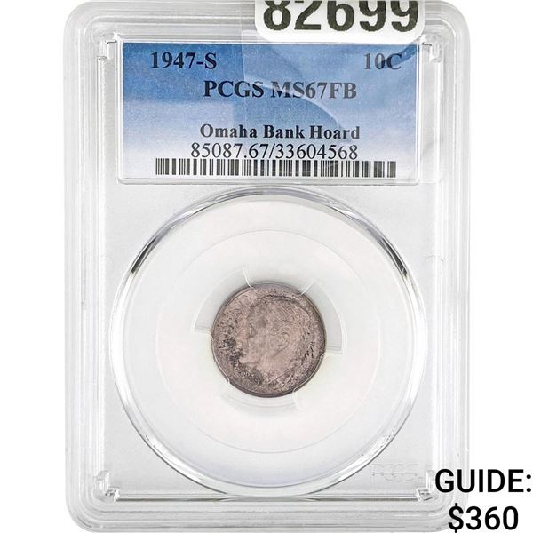 1947-S Roosevelt Dime PCGS MS67 FB Omaha Bank