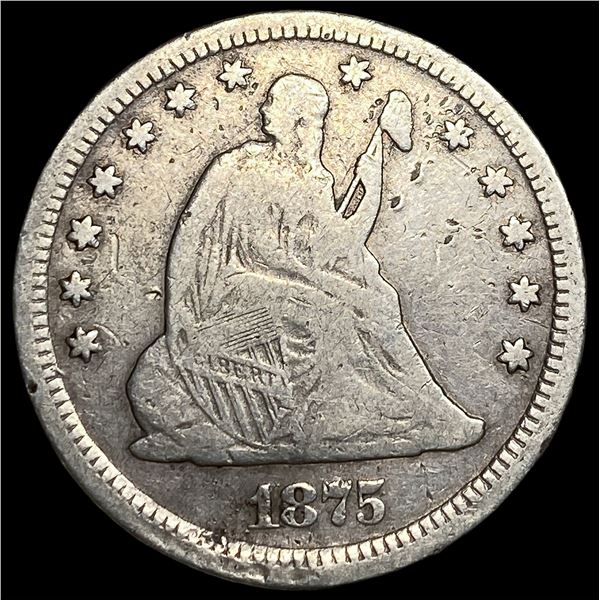 1875 Seated Liberty Quarter LIGHTLY  CIRCULATED