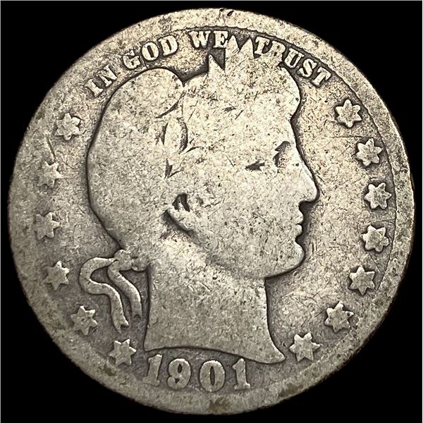 1901-O Silver Barber Quarter NICELY  CIRCULATED