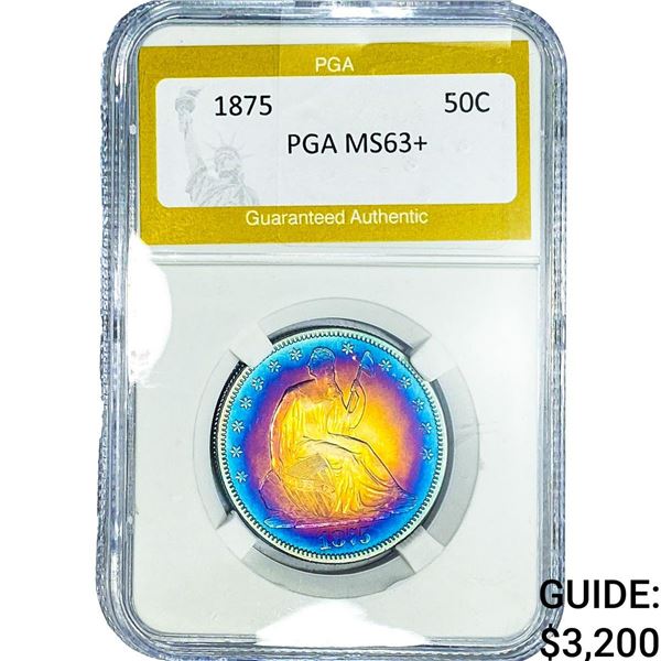 1875 Seated Liberty Half Dollar PGA MS63+