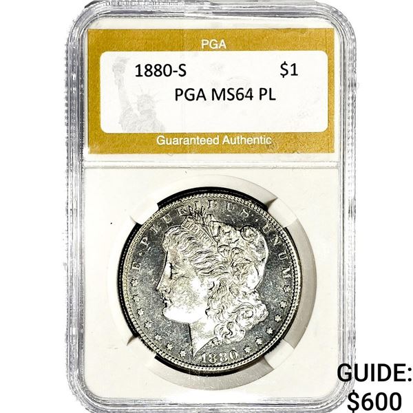 1880-S Morgan Silver Dollar PGA MS64 PL