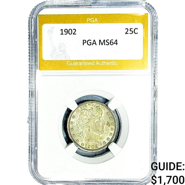 1902 Barber Quarter PGA MS64
