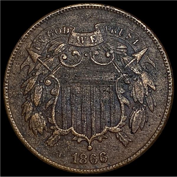1866 Two-Cent Piece NEARLY UNCIRCULATED