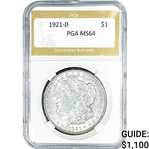 1921-D Morgan Silver Dollar PGA MS64