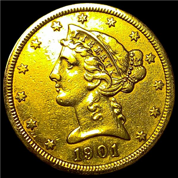 1901-S Gold $5 Liberty Head Half Eagle CHOICE  AU