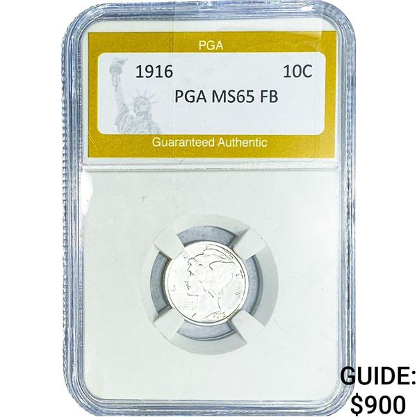 1916 Mercury Silver Dime PGA MS65 FB