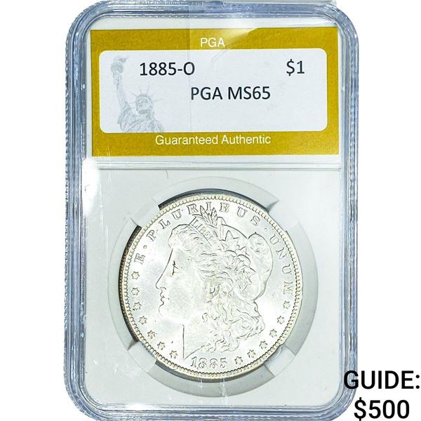 1885-O Morgan Silver Dollar PGA MS65
