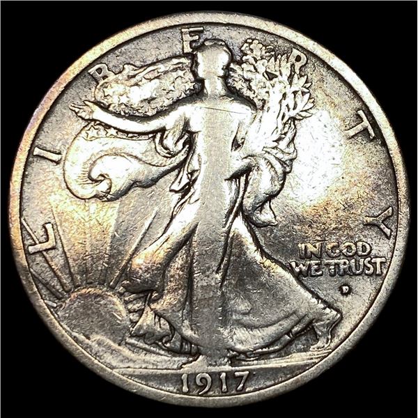 1917-D Silver Walking Liberty Half Dollar  LIGHTLY CIRCULATED
