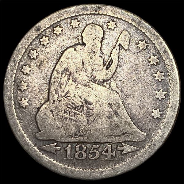1854 Arrows Seated Liberty Quarter LIGHTLY  CIRCULATED