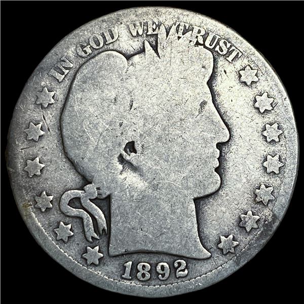 1892-S Silver Barber Half Dollar LIGHTLY  CIRCULATED