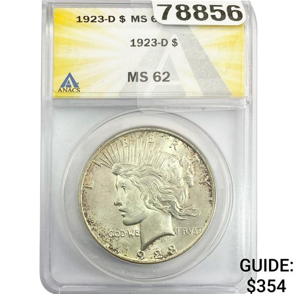 1923-D Silver Peace Dollar ANACS MS62