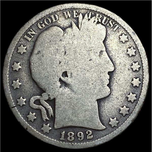 1892 Silver Barber Half Dollar LIGHTLY  CIRCULATED