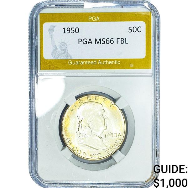 1950 Franklin Half Dollar PGA MS66 FBL