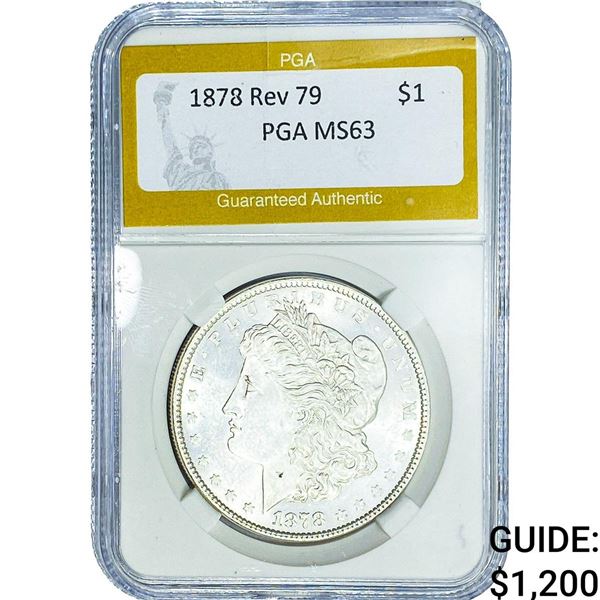 1878 Rev 79 Morgan Silver Dollar PGA MS63