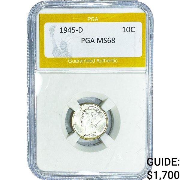 1945-D Mercury Silver Dime PGA MS68