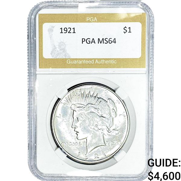 1921 Silver Peace Dollar PGA MS64