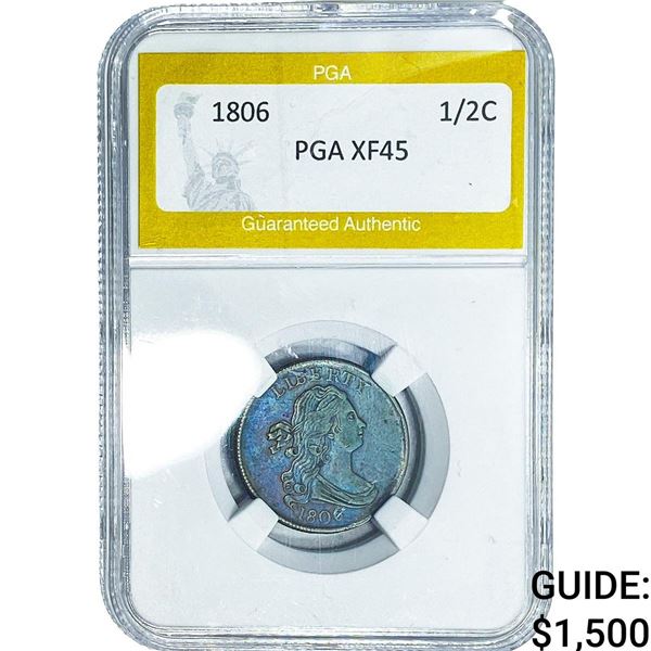 1806 Draped Bust Half Cent PGA XF45