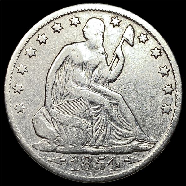 1854-O Arrows Silver Seated Liberty Half  Dollar LIGHTLY CIRCULATED
