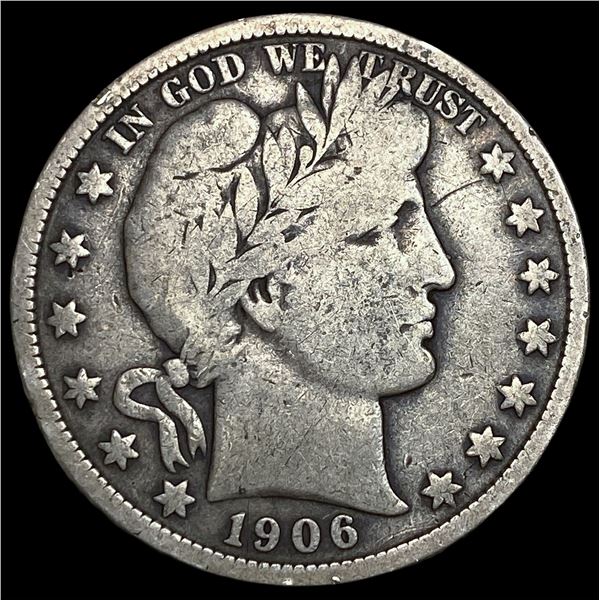 1906 Silver Barber Half Dollar ABOUT  UNCIRCULATED