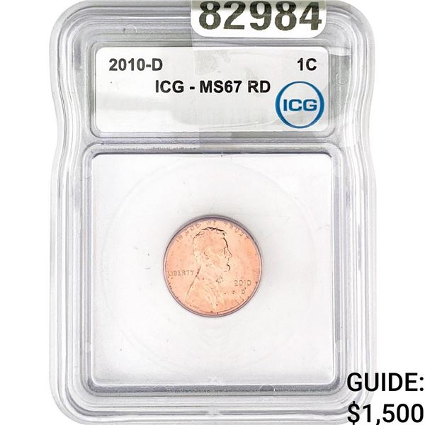 2010-D Lincoln Shield Penny ICG MS67 RD