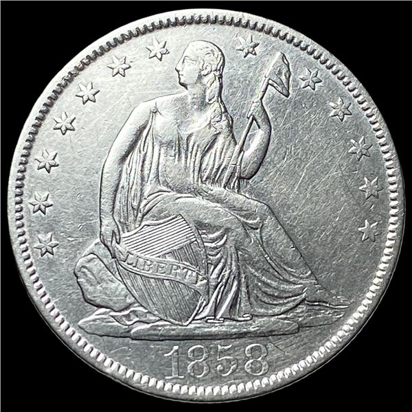 1858-O Silver Seated Liberty Half Dollar  CLOSELY UNCIRCULATED