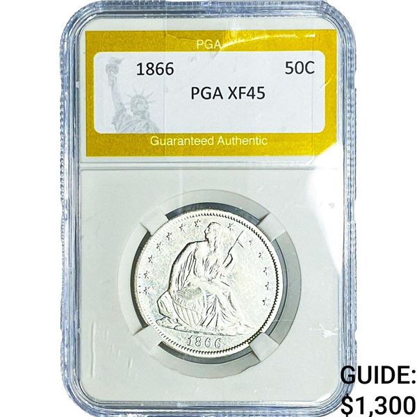 1866 Seated Liberty Half Dollar PGA XF45