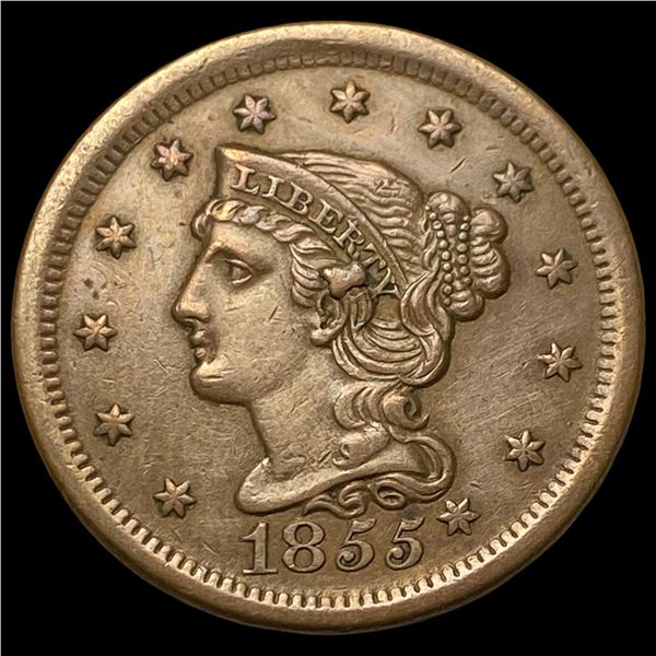 1855 Braided Hair Large Cent CLOSELY  UNCIRCULATED