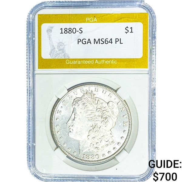 1880-S Morgan Silver Dollar PGA MS64 PL