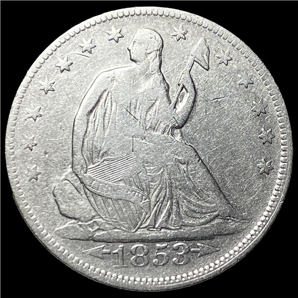 1853 Arrows/Rays Seated Liberty Half Dollar  LIGHTLY CIRCULATED