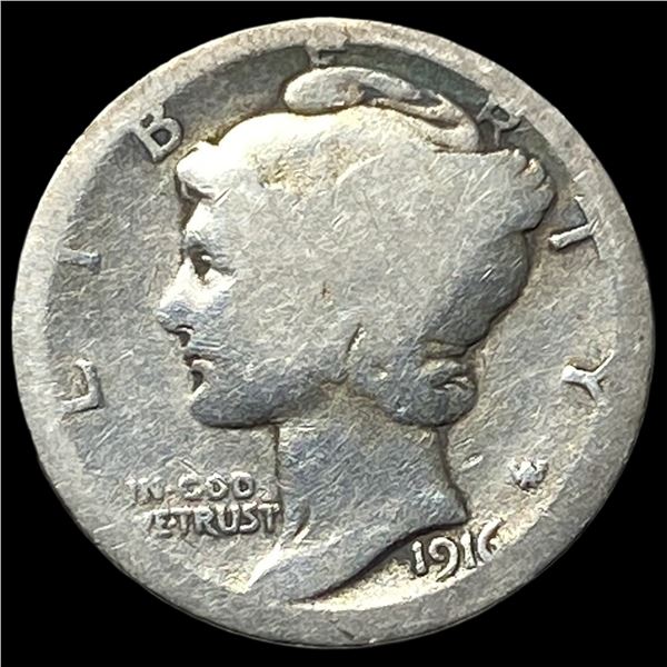 1916-D Silver Mercury Dime NICELY CIRCULATED