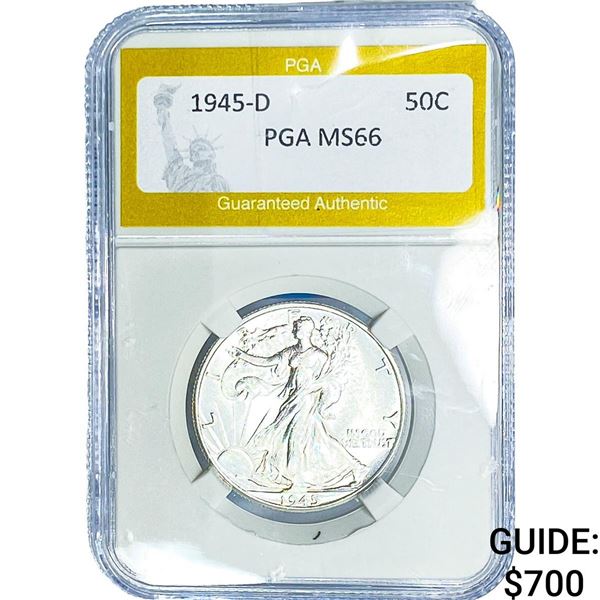 1945-D Walking Liberty Half Dollar PGA MS66