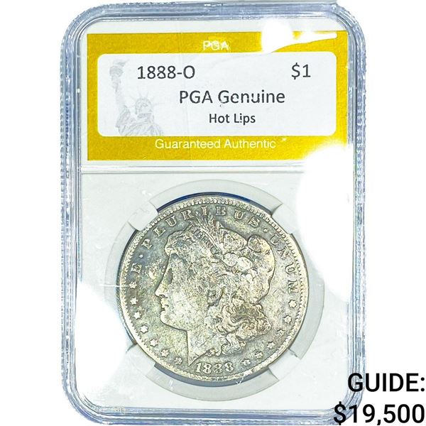 1888-O Morgan Silver Dollar PGA Genuine Hot  Lips