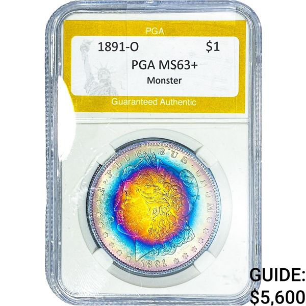 1891-O Morgan Silver Dollar PGA MS63+ Monster