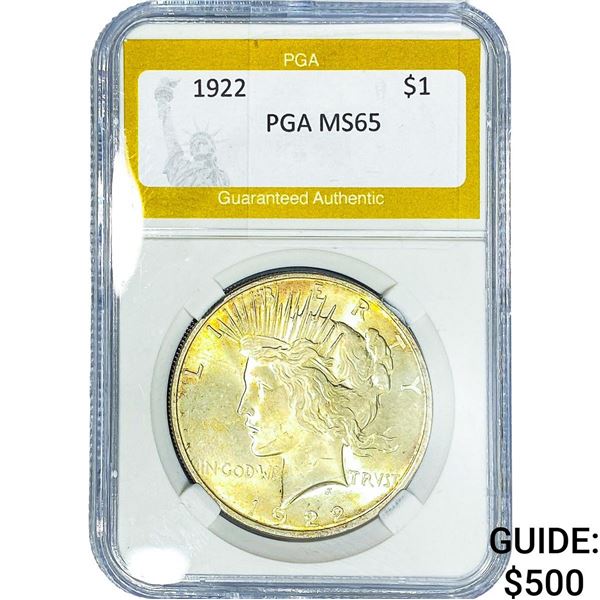 1922 Silver Peace Dollar PGA MS65