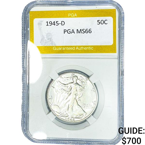 1945-D Walking Liberty Half Dollar PGA MS66