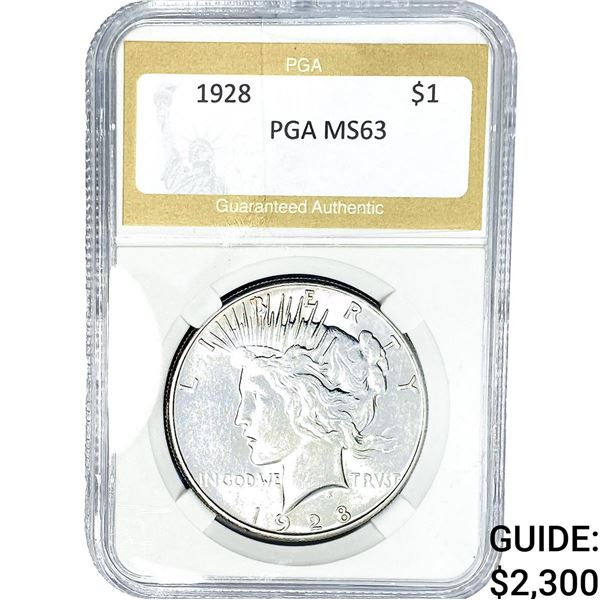 1928 Silver Peace Dollar PGA MS63
