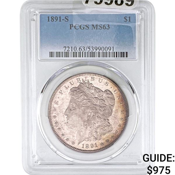 1891-S Morgan Silver Dollar PCGS MS63