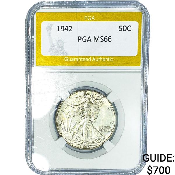 1942 Walking Liberty Half Dollar PGA MS66
