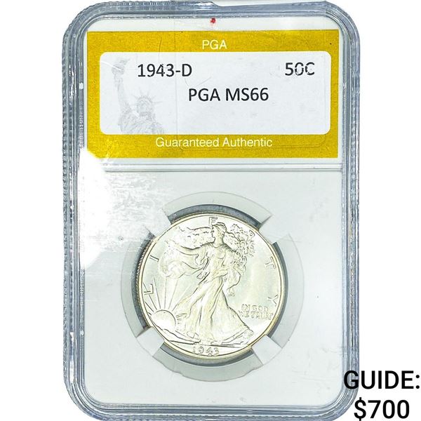 1943-D Walking Liberty Half Dollar PGA MS66