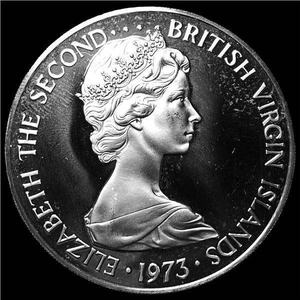 1973 British Virgin Islands Silver $1 GEM  PROOF