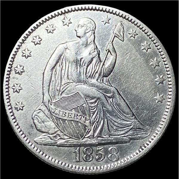 1858 Seated Liberty Half Dollar CLOSELY  UNCIRCULATED
