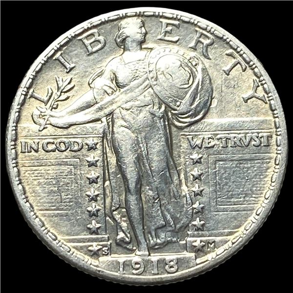 1918-S Silver Standing Liberty Quarter CHOICE  AU