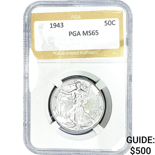 1943 Walking Liberty Half Dollar PGA MS65